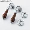 Euro Walnut Wood Handle Door Lock Indoor Universal Security Door Locks Bedroom Mute Deadbolt Lock Furniture Hardware Accessories
