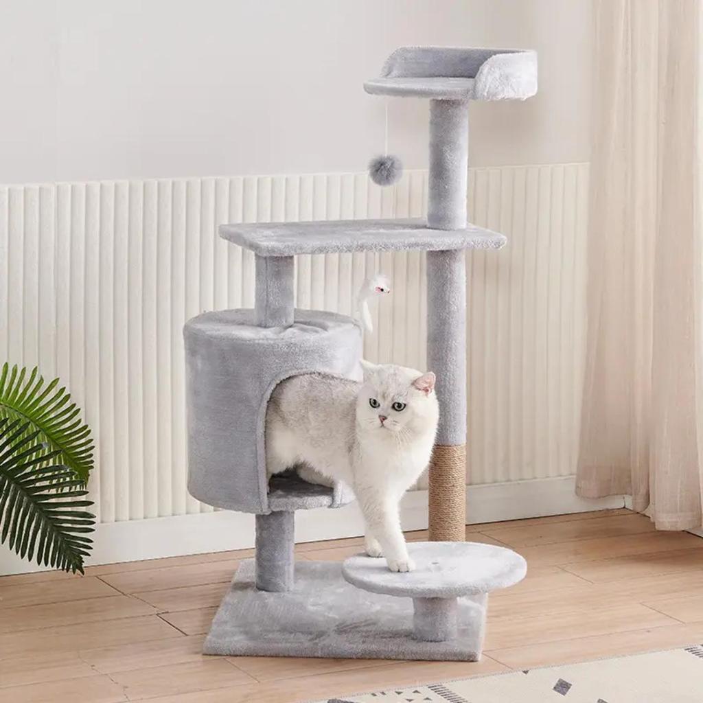 Integrated Cat Tree: Climbing Frame, Scratching Post, Bed, and Jumping Platform – Large Pet Toy