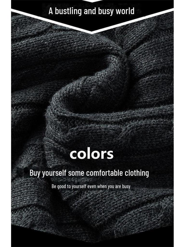 Herren Weicher und Schöner Dicker Baumwoll-Rollkragenpullover mit Samt-Thermofutter