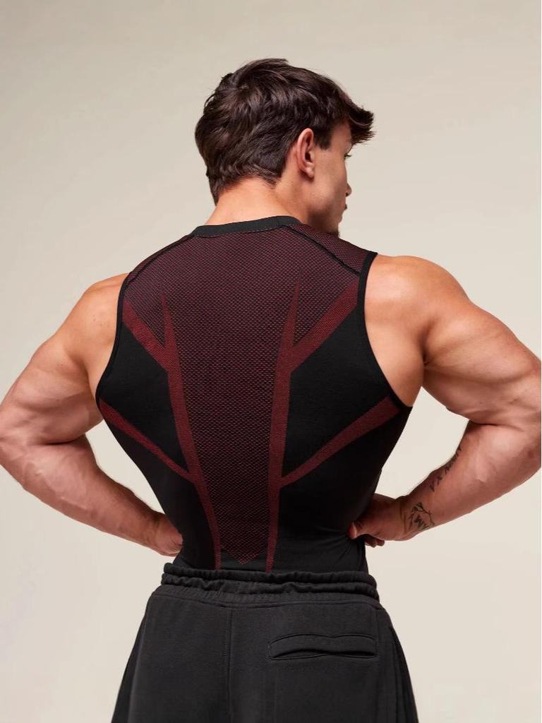 Męski bezszwowy szybkoschnący bezrękawnik do biegania