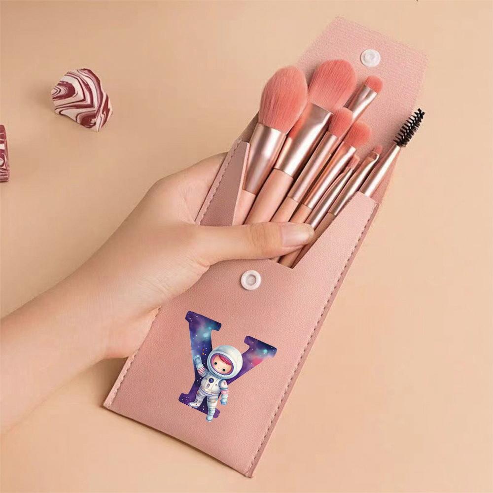 Premium Makeup Brushes Kit 8 Pieces Portable Blush Concealer Eyeshadow Brushes Synthetic Bristles Astronaut Letter Pattern