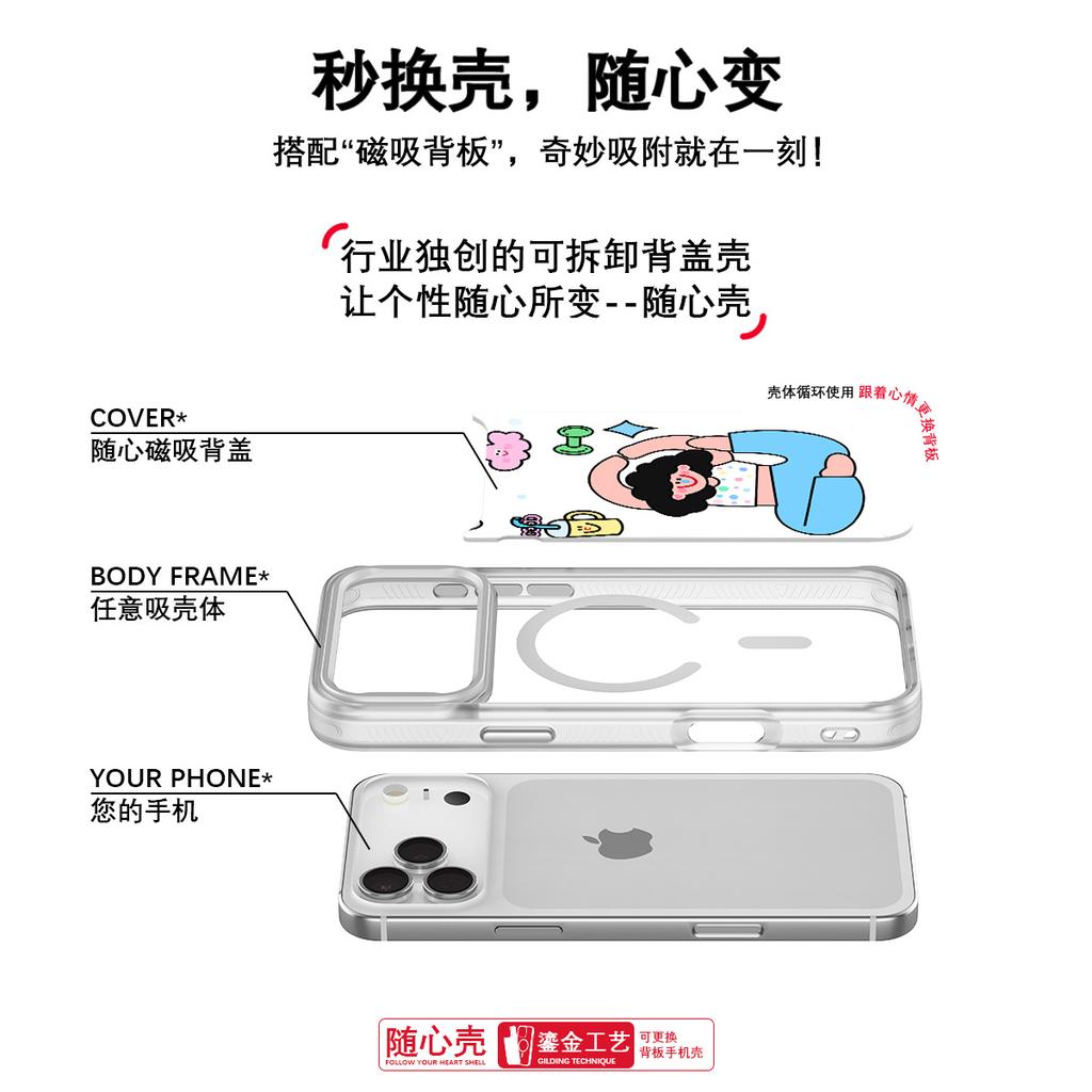 Applicable to Apple 17 mobile phone case, advanced sense 16 replaceable back plate 15promax magnetic mobile phone case, yoga girl