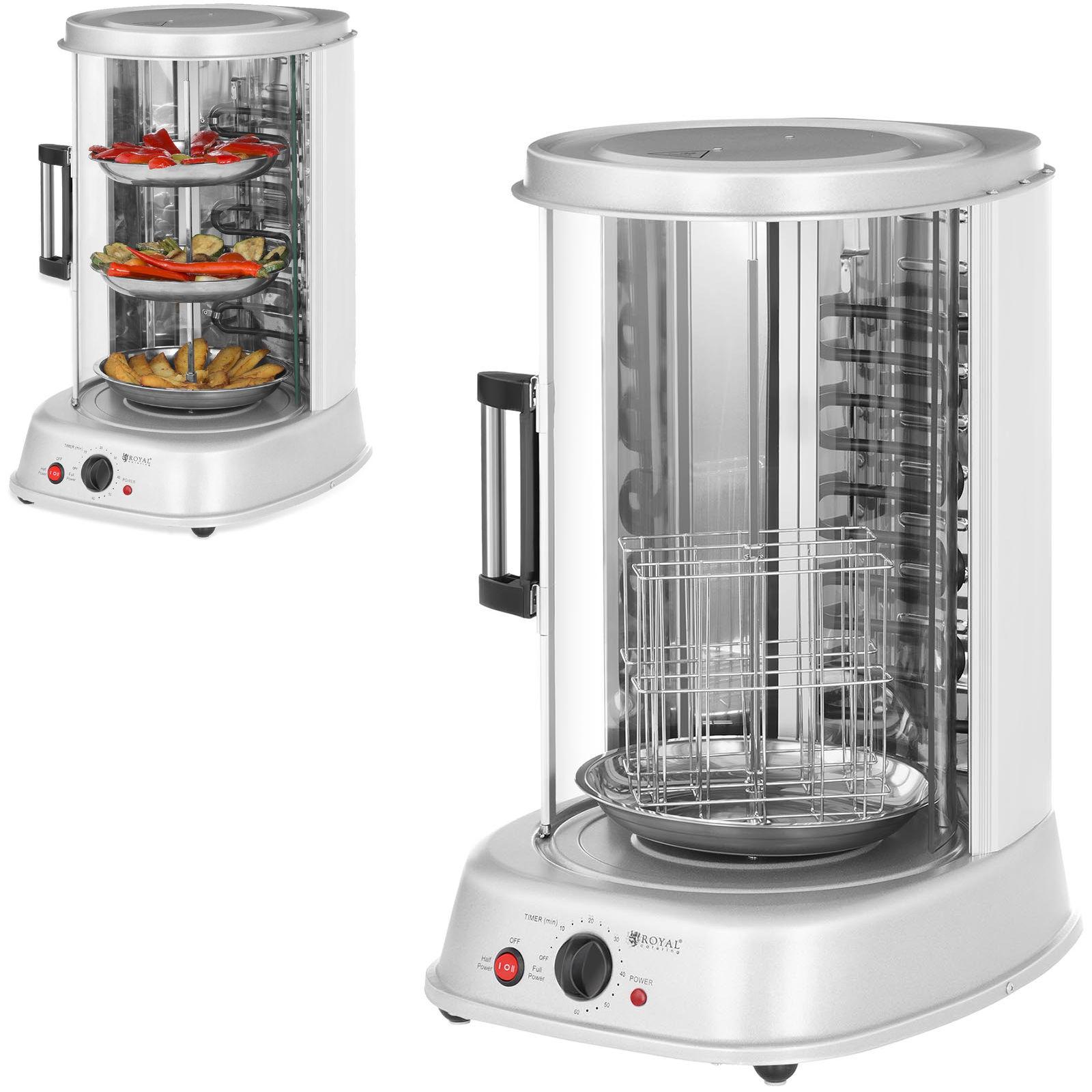 Super Merchant Mini Grilltoaster Voor Kebab, Gyros, Vis, Groenten, Verticaal, 4-in-1, 1800W, Royal Catering RCGV1800