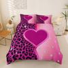 Leopard Heart Duvet Cover Double Size,Microfiber Bedding Set 2Pcs,Fashion Glitter Print Quilt Cover,Kids Boys Girls Room Decor