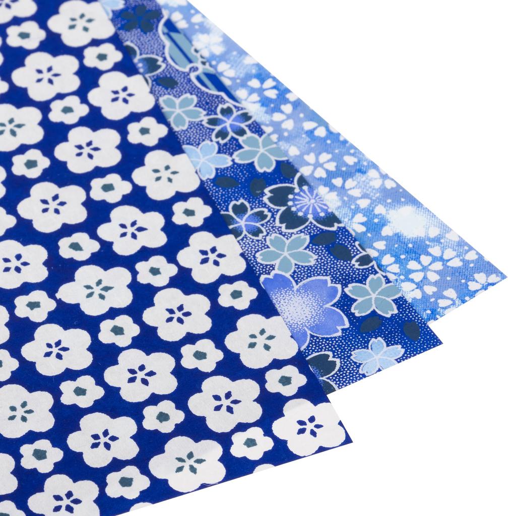 Kawasumi Washi Special Selection Chiyogami Paper 15 X 15 10 Patterns Indigo-dyed Hand-dyed (Yuzen Washi) Cm,