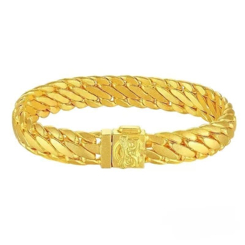 2026 Sun Pattern Wide Edition Bracelet High-end Three Horsewhip Double Horsewhip Bracelet Men s Bracelet 18CM