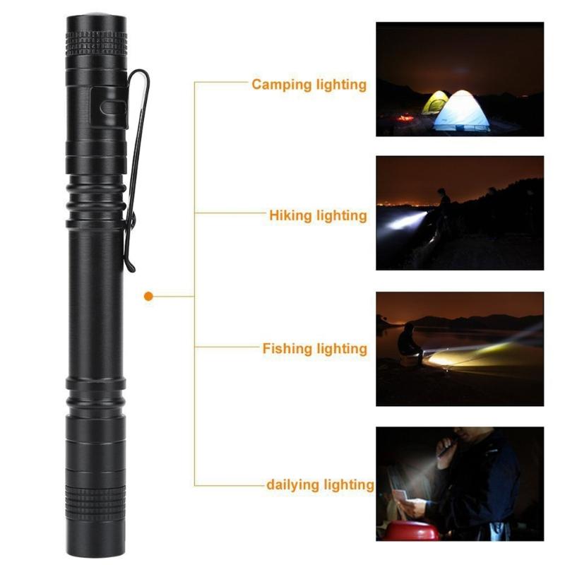 Cycling Camping Outdoor Pocket Flashlight Hiking Water Proof Light Handheld Penlight Small Pocket Clip Light Flashlight
