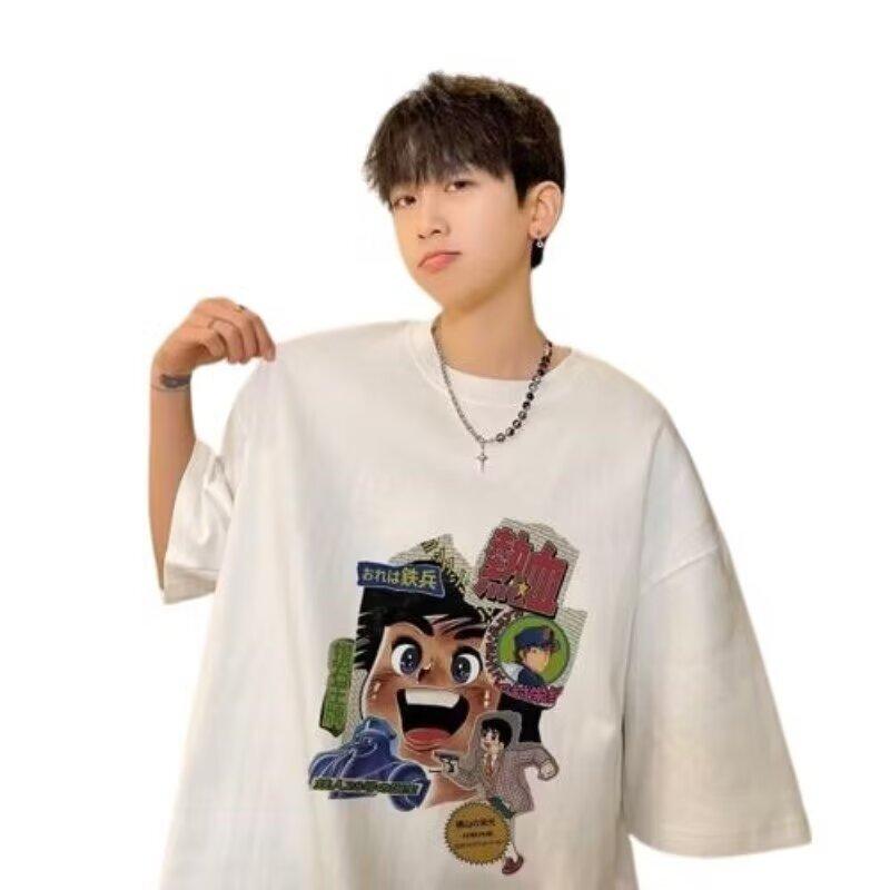 Tricou cu mâneci scurte imprimat cu litere la modă, cu gât rotund, pentru vară, în top casual