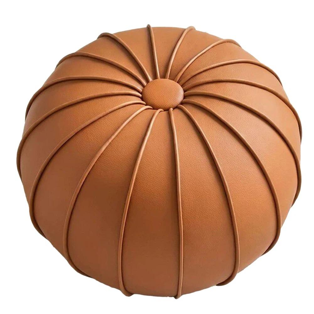 PU Leather Pouf Ottoman Cover Unstuffed Storage Bag Modern Shoe Stool Cover Home Use