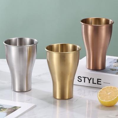 304 Stainless Steel Double-Wall Breakfast Mug Korean-Style Beer Mug Coffee Cup 500 Ml Restaurant Gold-Tone Beverage Tea Cup