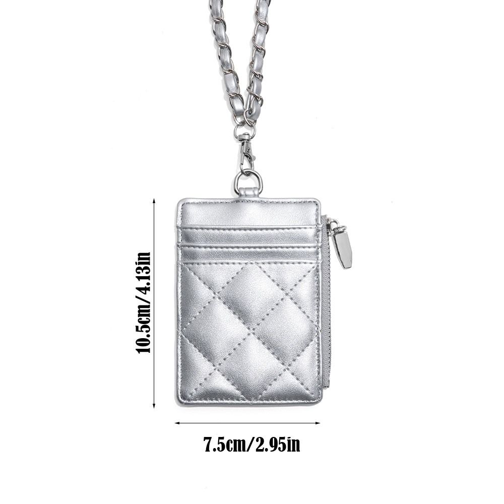 Creative Chain Card Holder PU Leather with Lanyard ID Card Card Holder Photos Protective Cover