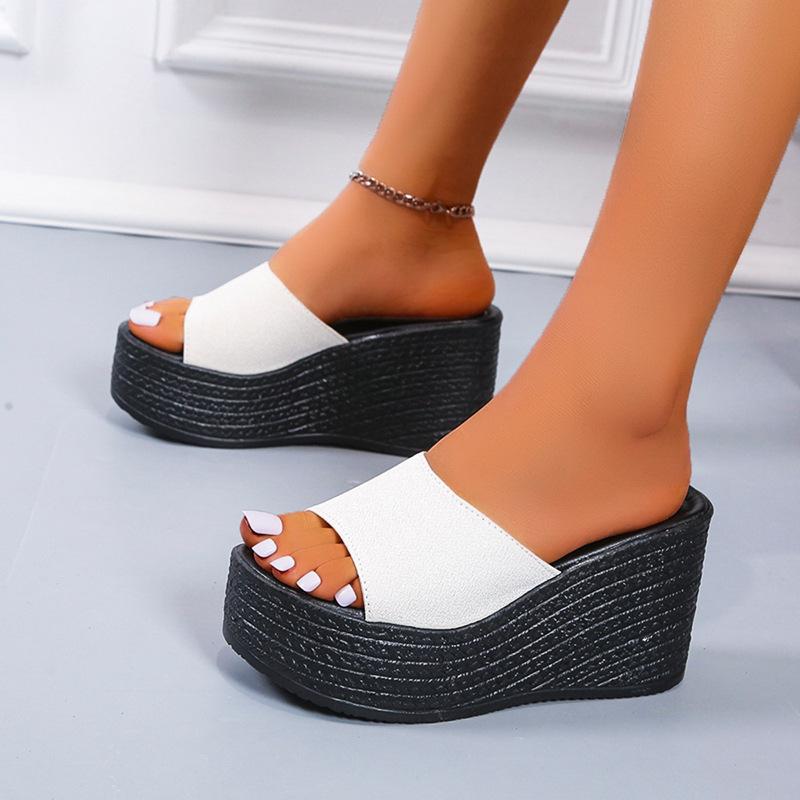 

бисквитные сандалии на толстой подошве с наклоном и дышащие сандалии-шлепанцы 34 жёлтый