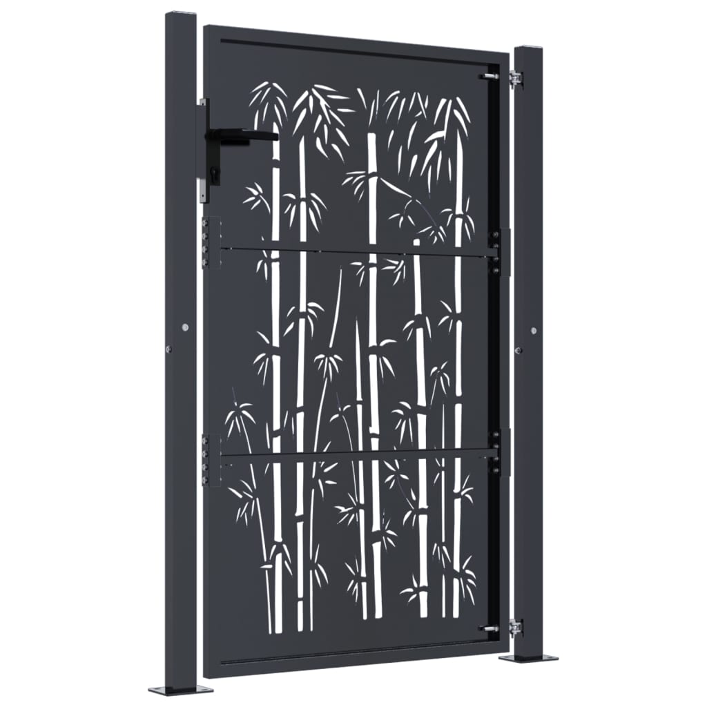 Garden Gate Anthracite 100 X 125 Cm Steel Bamboo Design