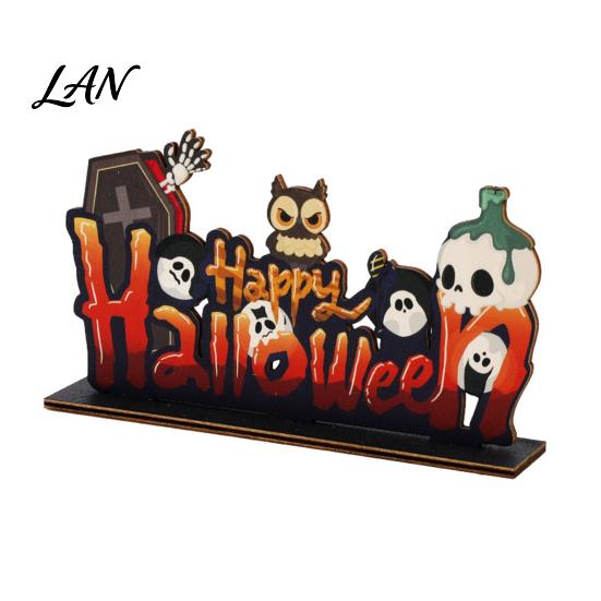 Decorative Halloween Wood Signs Wooden Ornaments for Tabletop Decorations, Stable Base Table Figures Centerpiece Home Party And Spooky Haunted