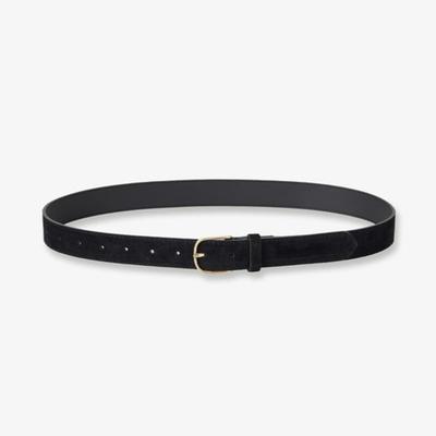 Ceinture NONLOCAL Classique en Daim avec Boucle Dorée - Noir