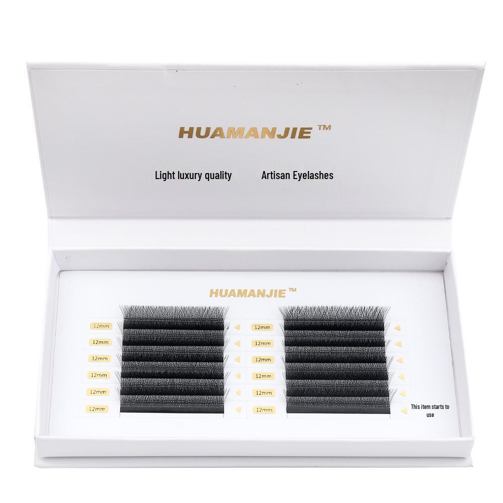12-Row Clover Grafting Eyelashes: 0.05 mm Y-Type, Upgraded Dense, Non-Scattered Roots, Blooming Encryption False Eyelashes