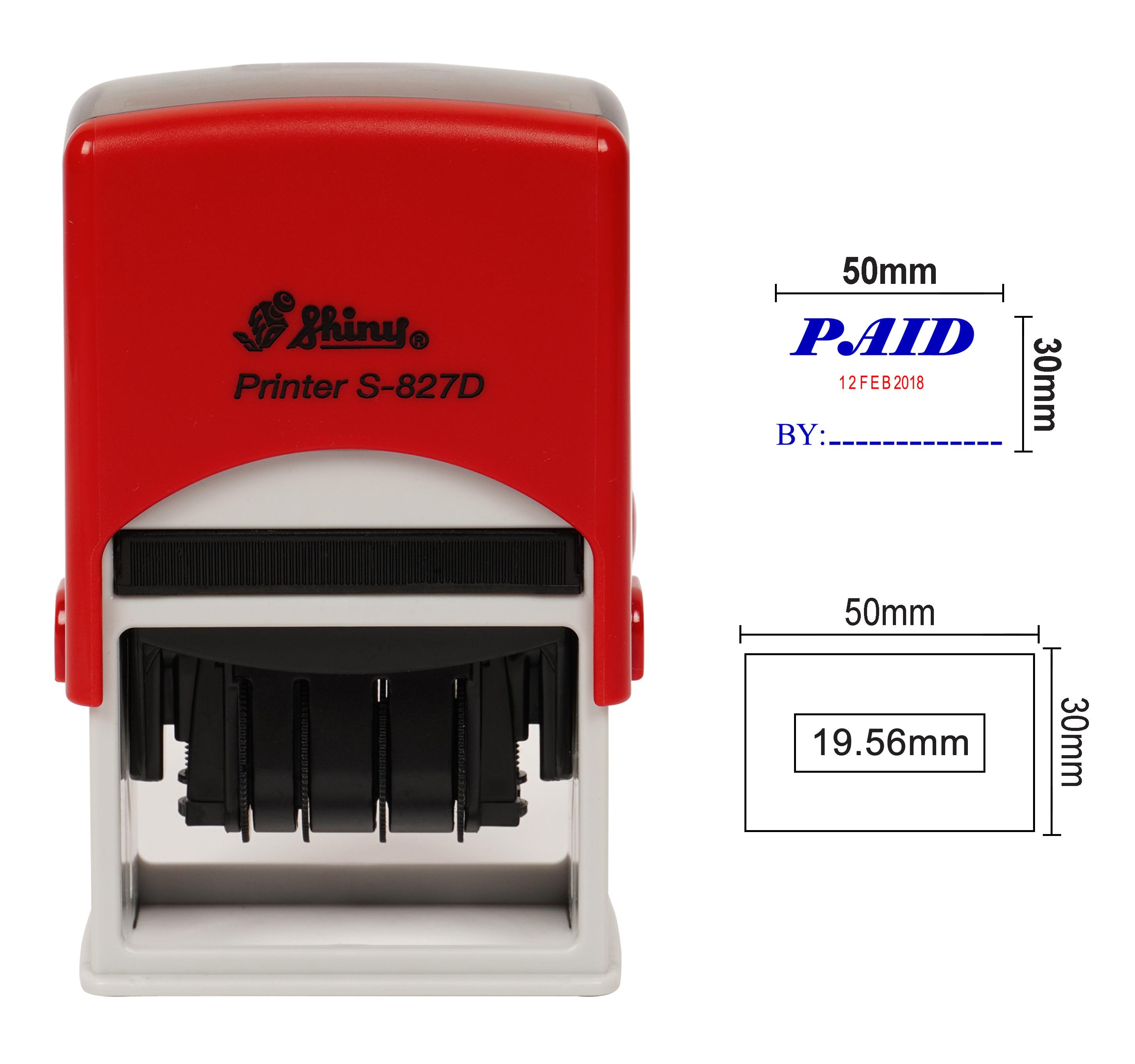 

Shiny Date Stamp Self Inking With Paid By Text Ofiice Stationery Rubber Stamper Blue With Red Date - 50 mm x 30 mm синій
