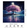 1Pc Beautiful Moonlight Peach Blossom Digital Printed Shower Curtain, Polyester With Hooks, Machine Washable, Woven, Suitab