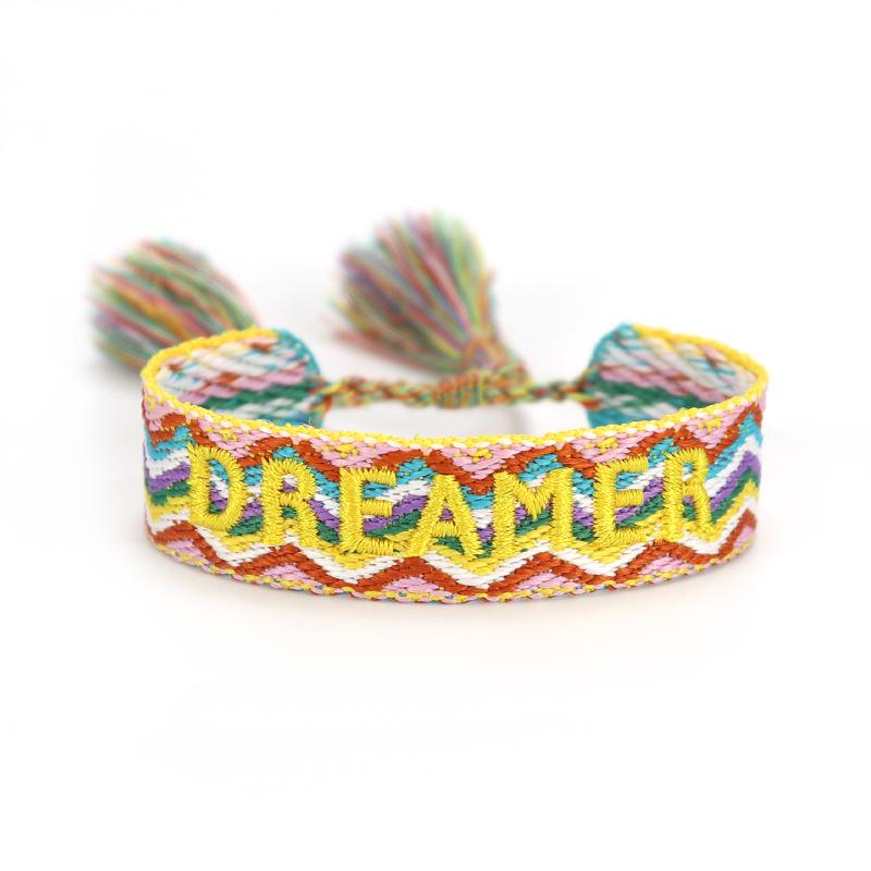 European & American Cross-border Embroidery Bracelet | Handmade Tassel & Letter Logo