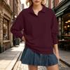 Women's Long Sleeve Color Versatile Casual Loose Fit Collar T-Shirt for