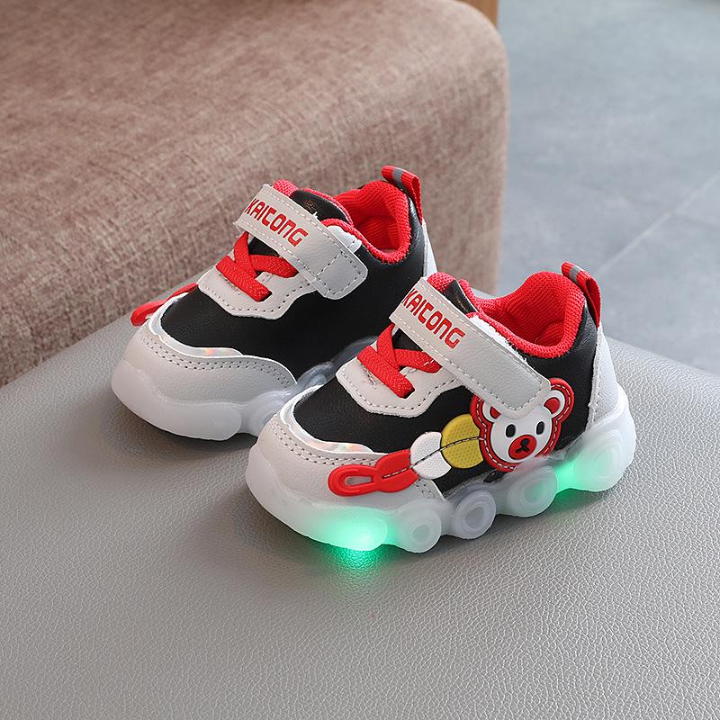 

Водонепроницаемая кожаная обувь для малышей со светодиодной подсветкой для детей 0-3 лет, Нескользящие кроссовки для ходьбы для мальчиков и девочек Size 16 - 12cm