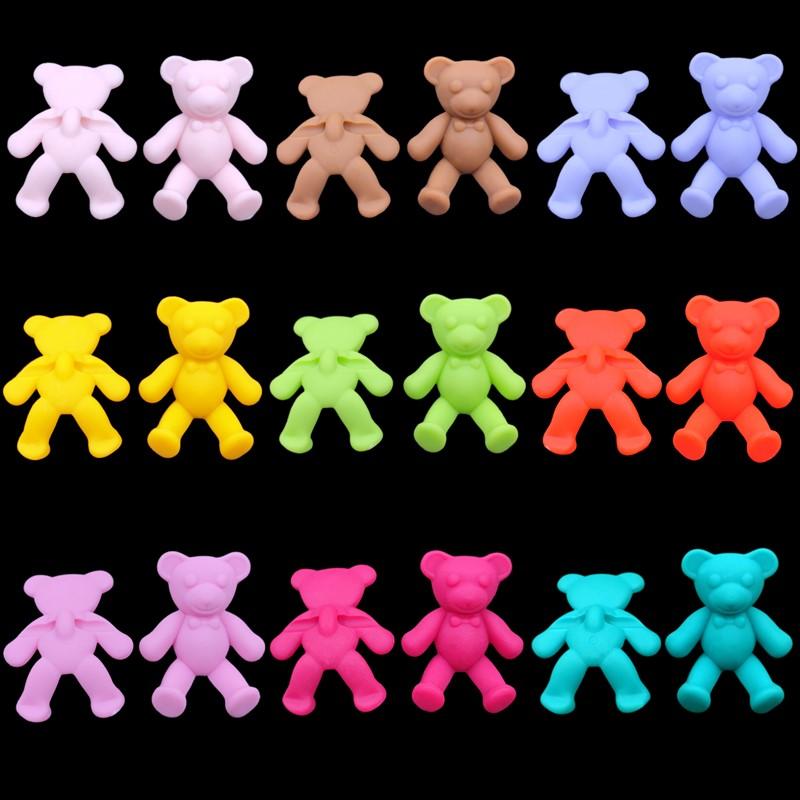 33x30mm 10 Stück Lose Perlen DIY Für Matte Bären Schmuckherstellung Halskette Armband Bonbonfarbe Anhänger