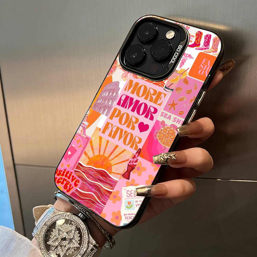 

S-Seaside Scenery Wine Lemon For iPhone 17 16 15 14 13 12 11 Pro Max XS 17 Air Silicone Colored Silver Bumper Cover iPhone16ProMax