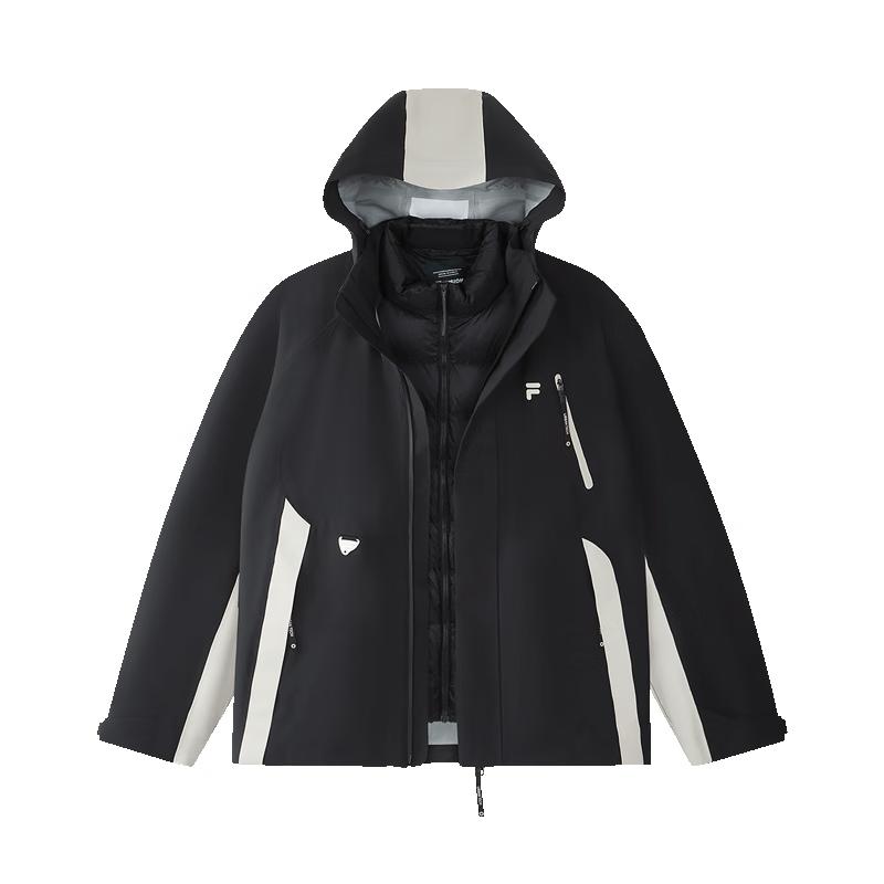 FILA FUSION Men's Color-block Hooded Down Jacket 2-Piece Set