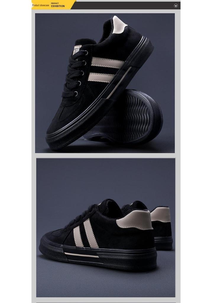 2026 Winter Men's Plush Cotton Shoes - Warm, Comfortable, Lace-up, Low Top Velvet Casuals with Flat Bottom.
