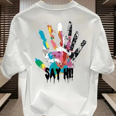 Nowa letnia męska koszulka modowa z nadrukiem osobowości palmy i graffiti męska koszulka top