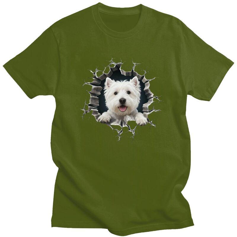 Przełomowy West Highland White Terrier Koszulka Męska 100% Bawełna T-shirt Rekreacyjny Westie Miłośnik Psów Koszulki Streetwear Koszulki
