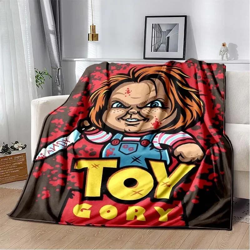3D Horror Movie Character Chucky Saw Cartoon Area Blanket Fashion Soft Cozy Living room Bedroom Sofa Bed Travel Blanket