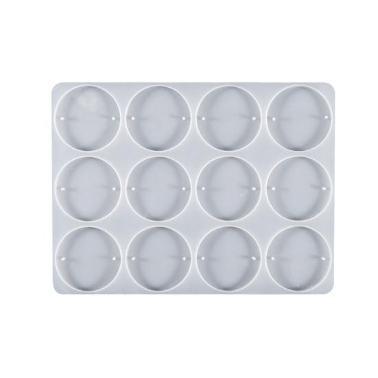 Round Silicone Mold 9 Cavity Circle Button Pendant Resin Epoxy Mold with Hole Casting Mold DIY Wind Chimes Keychain Jewelry Making Tool for Beginners