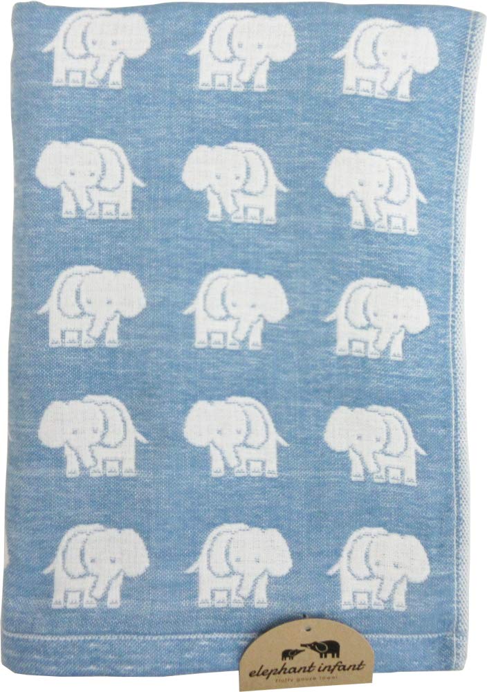 

Bath Made in Pure Baby 70 x Elephant Infant BL Jōgan Towel, Japan, Cotton, 6-Layer Gauze, Towel, 120cm, Blue, Design, ELFB-300 синий