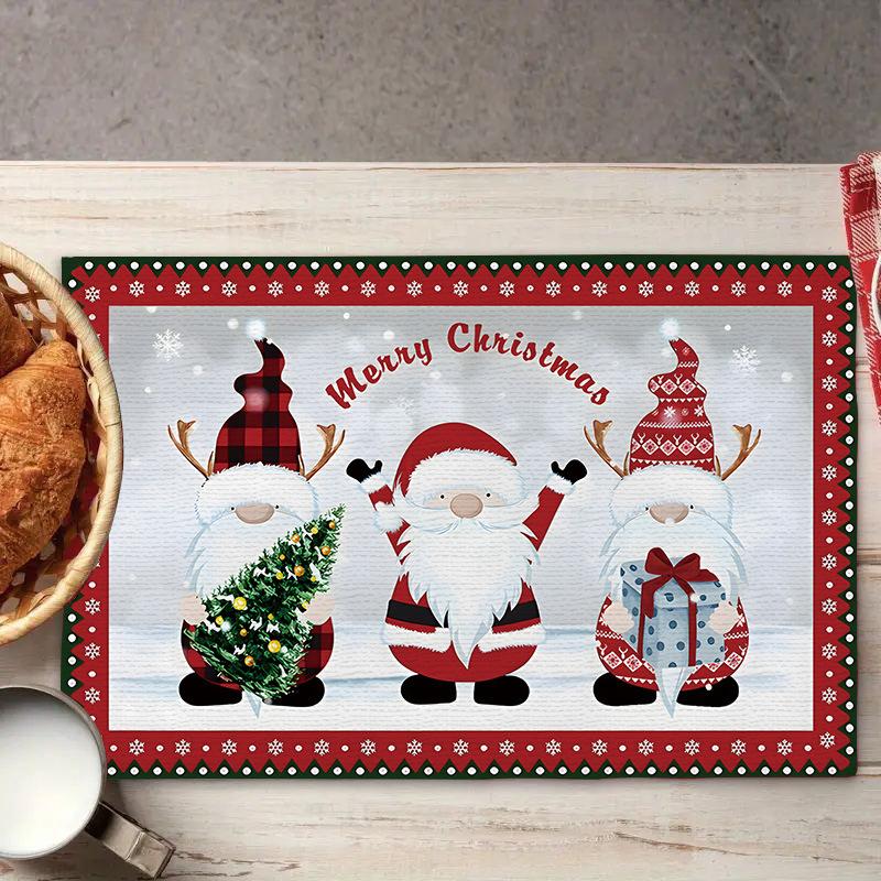 Weihnachts-Platzsets Baum-Muster Tischsets Hitzebeständige Leinen-Platzsets für Esszimmer- und Küchendekor für Festtagsmahlzeiten, Zusammenkünfte, Partytisch