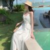 Bali beach skirt seaside sexy backless vacation skirt long skirt slim satin suspender skirt women's summer island skirt