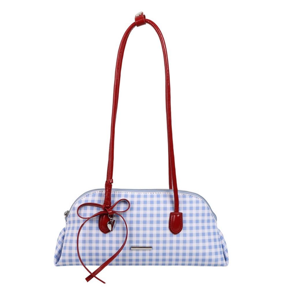 

Сумка-бостон из искусственной кожи на плечо в корейском стиле, женская, модная, клетчатая, подмышечная сумка, для поездок на работу синий