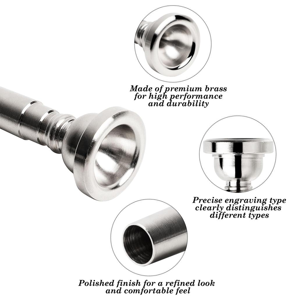 uxcell 7C Trumpet Mouthpiece, Flugelhorn Cornet Mouthpiece, 6.7 x 2.5cm, 1 Piece, Instrument Accessory for Adult Beginners, Silver