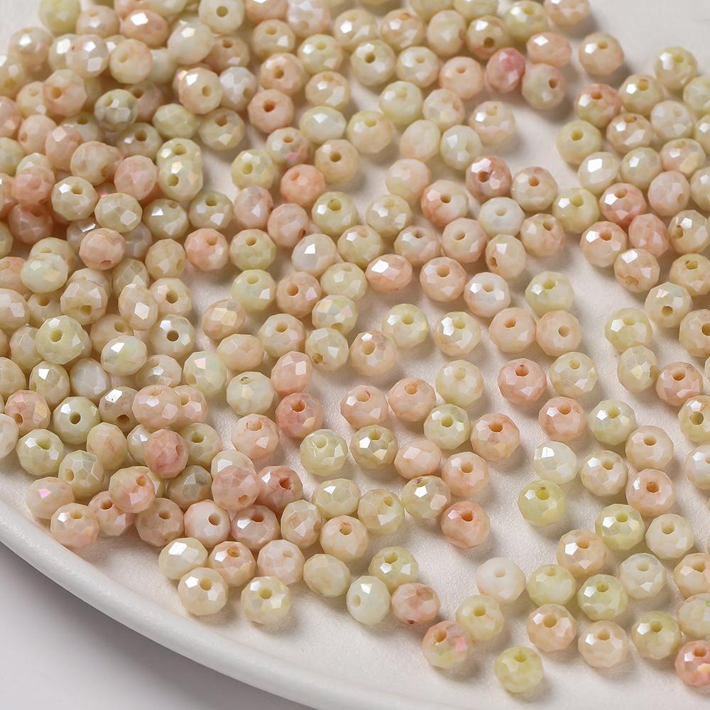 40pcs 6mm Glass Faceted Flat Round Beads Loose Spacer Beads for DIY Craft Necklace Bracelet Jewelry Making Accessories