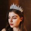 Shiny Ornament Baroque Queen Tiaras Hair Jewelry Bridal Headwear Rhinestone Diadem  Birthday Party