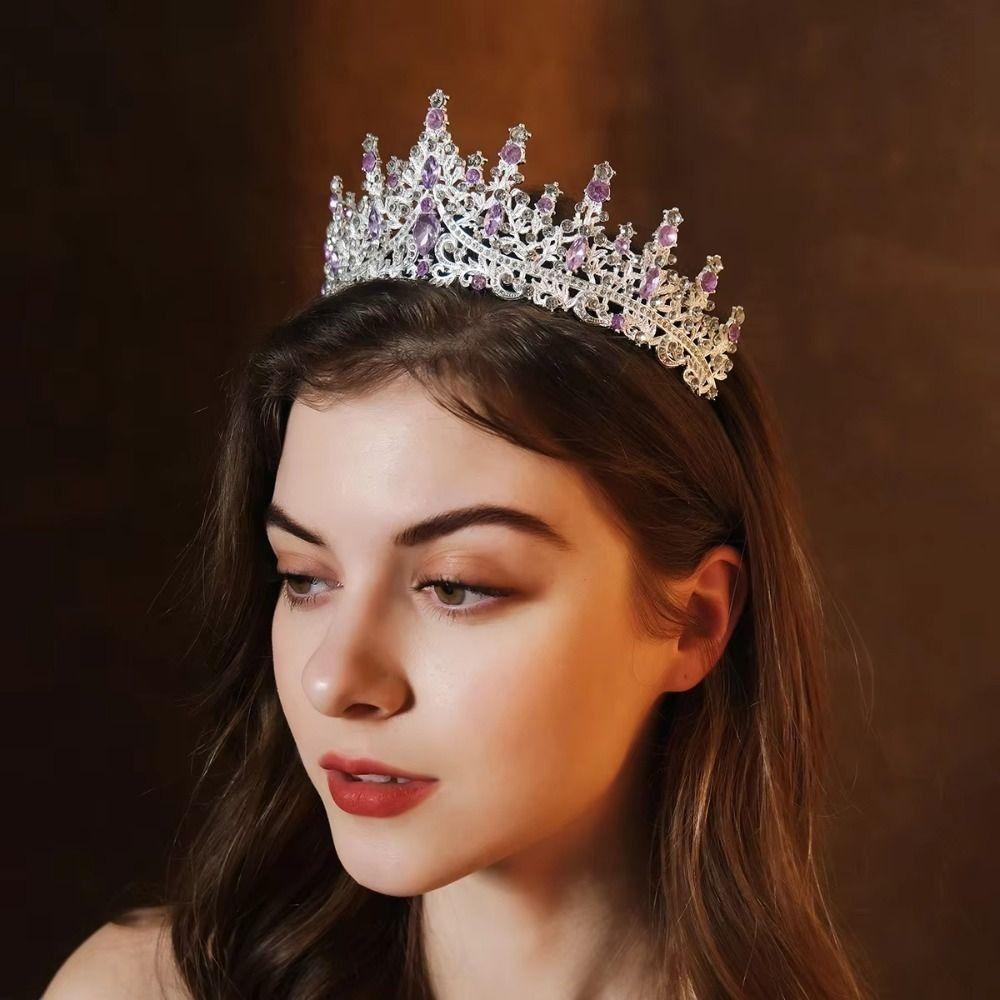 Hair Jewelry Baroque Crystal Crowns Shiny Ornament Princess Crown Rhinestone Diadem  Wedding