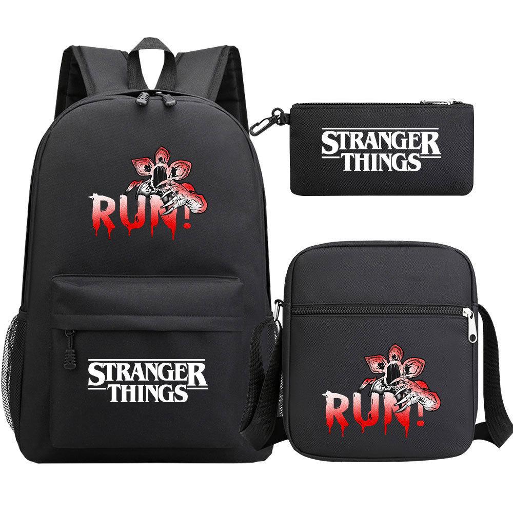 Stranger Things Star Printing Teen Student School Bag Three-Piece Men'S And Women'S Backpack