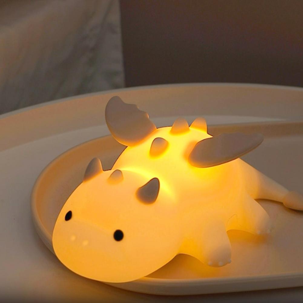 Kids Night Light Food-Grade Silicone Dimmable Soothing Glow Bedside Lamp Auto-Off Timer Nursery Night Light