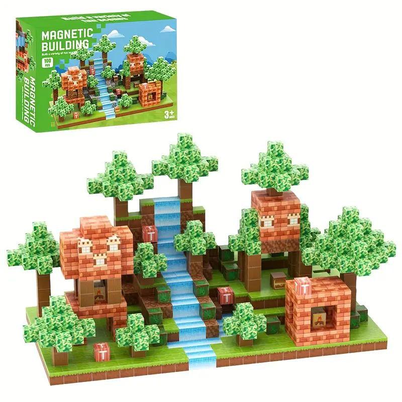 

Магнітний конструктор Майнкрафт Minecraft кубики на магнітах блоки 100 дет. різнокольоровий