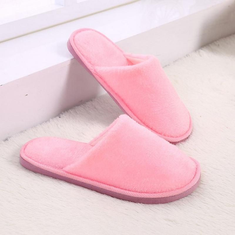 Home Flat Plush Slippers Indoor Shoes Cotton Casual Fashion Soft Round