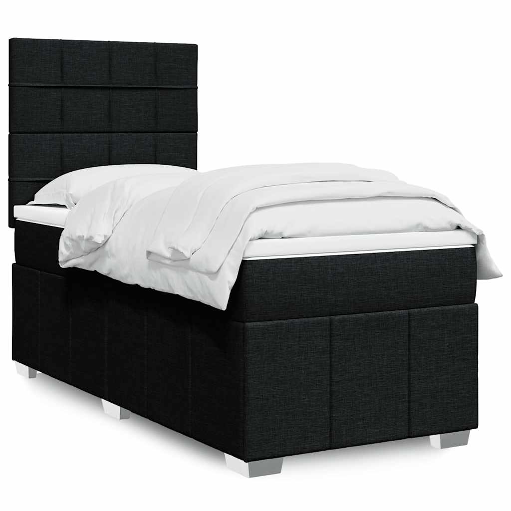 Box Spring Bed with Mattress Black 90 x 190 cm Fabric