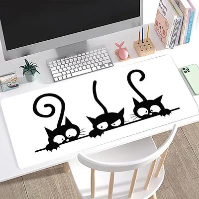 Large Cute Mouse Pad Kawaii Black Cat Kitten Game Keyboard Mat XxL Computers Accessories Xmm Table Pads Office Carpet Mats