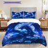 Dragon Pattern Bedding Quilt Set Quilt Cover Pillowcase Home Decoration Birthday Gift (1 * Duvet Cover + 2 * Pillowcase, Without Core)
