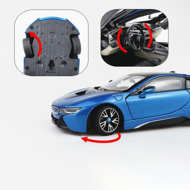 1/24 BMW I8 Supercar Model Samochodu Ze Stopu Diecasty Zabawki Pojazdy Symulacja Metalowy Model Samochodu Kolekcja Prezenty Urodzinowe dla Dzieci