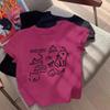 Women's Casual Cat Print T-Shirt Short Sleeve Crew Neck Loose Fit Tee Top